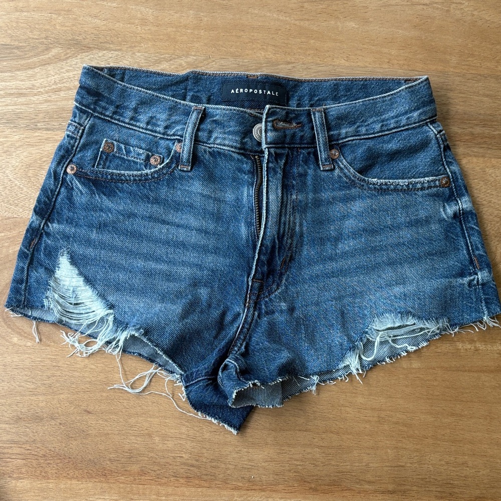 Aeropostale Distressed Blue Jean Shorts